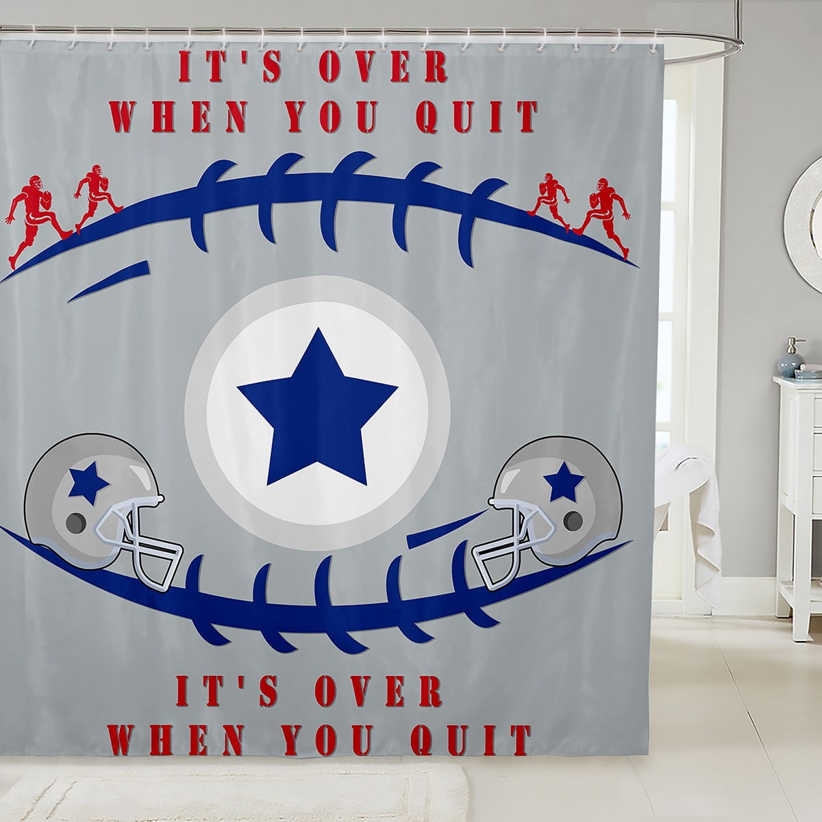 American Football Shower Curtain Set,Rugby Bath Curtain 72