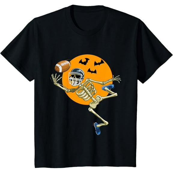 American Football Skeleton Halloween Boys Football Fan T-Shirt