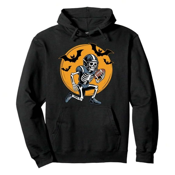 American Football Skeleton Halloween Sport Fantasy Football Pullover Hoodie Men's Casual Hoodies