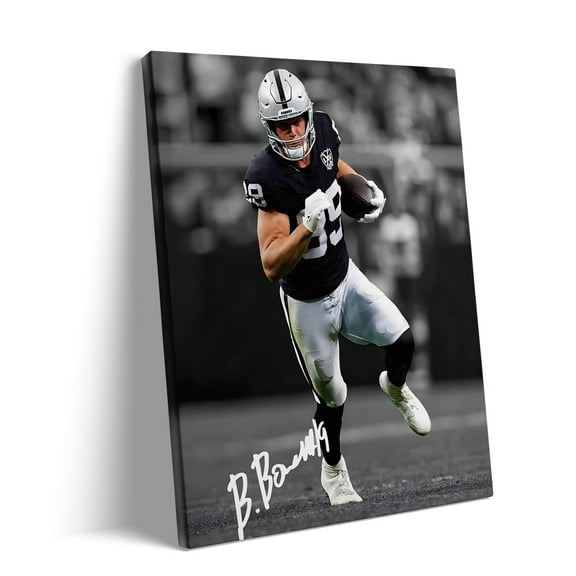 American Football Sports Canvas Wall Art Brock Bowers Framed Poster Wall Decor Print For Kids Teen Birthday Gifts Rugby Star Pictures for Living Room Bedroom Home Decoration