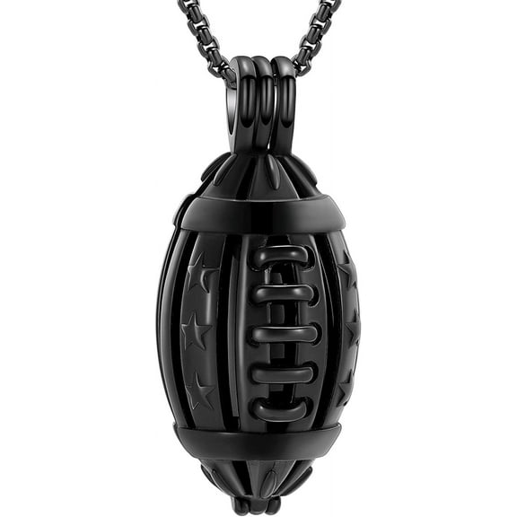 American Football Stainless Steel Memorial Urn Necklace Cremation Locket For Ashes Of Loved Ones Urn Keepsake For Men/Women/Footerball Player