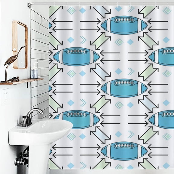 American Football Style Shower Curtain Sports Style Bathroom Decor Shower Curtain 66inx72in(with 12 Hooks)