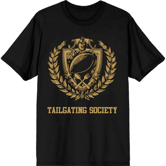 American Football Tailgating Society Adult Black Crew Neck Short Sleeve Tee-XL