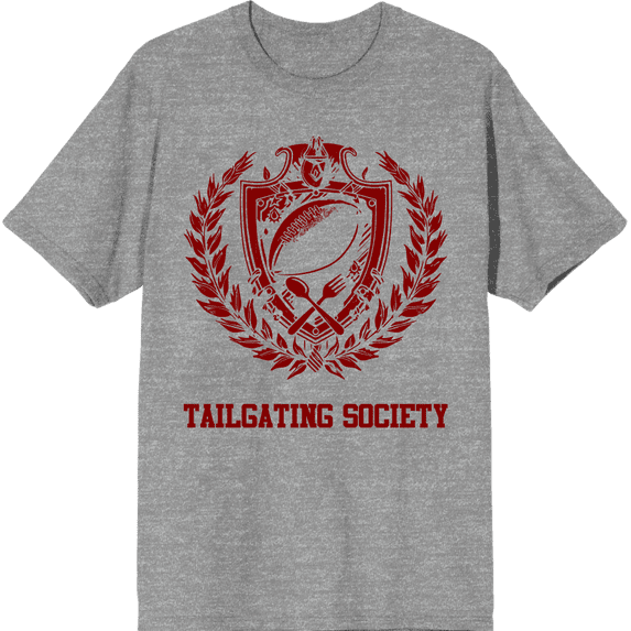 American Football Tailgating Society Adult Heather Gray Crew Neck Short Sleeve Tee-XL