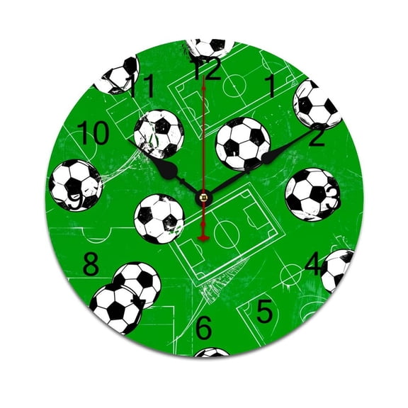 American Football Team Field Printed Silent Wall Clock Round Kitchen Clock Chic Quiet Desk Clock For Living Room 10in