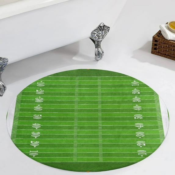American Football Team Field Round Area Rugs for Bedroom Living Room, 2FT Soft Comfy Indoor Circle Carpets, Carpet Home Decor Floor Mat