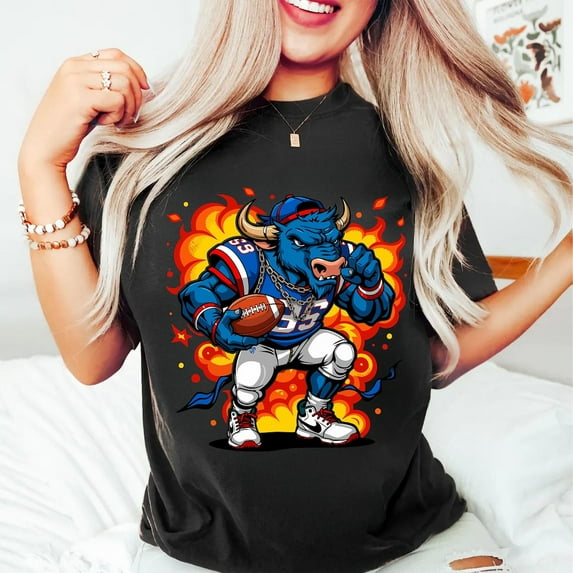 American Football Team T-Shirt, Unisex Bufalo Football Game Day Shirt,Black Color,Size L