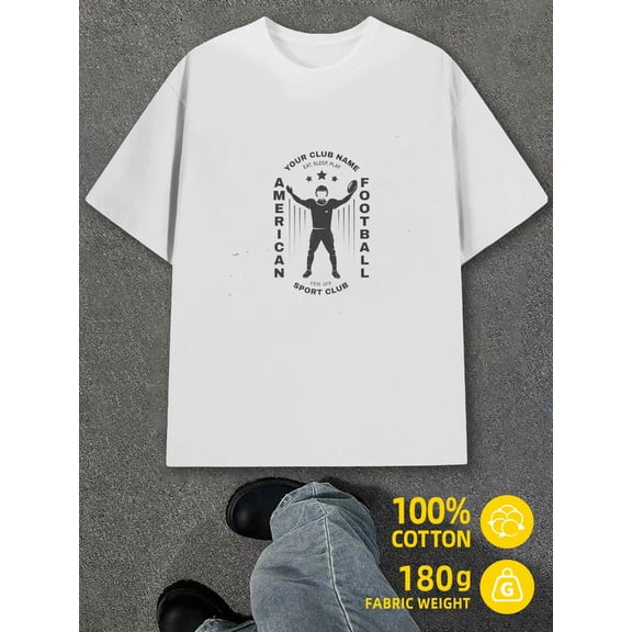 American Football Tee men white 180G 100% Cotton summer and spring season Classic Unisex Shirt Graphic Tee tshirts Vintage Unisex Shirt Printed tshirts