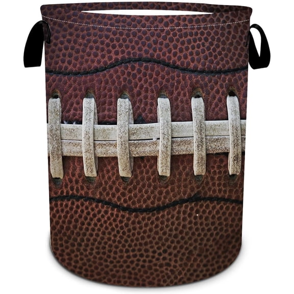 American Football Texture Laundry Basket, Sports me Hamper Foldable Waterproof Funny Tote Bag Dirty Clothes Storage Bucket Toy Organizer for Bathroom/Laundry/Bedroom 15.7"x19.6"