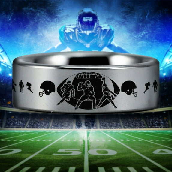 American Football Tungsten Carbide Ring