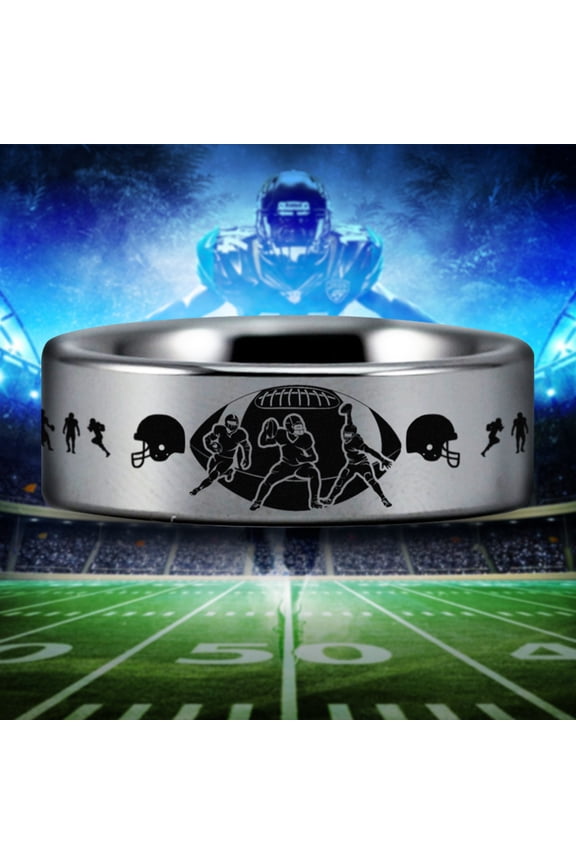 American Football Tungsten Carbide Ring