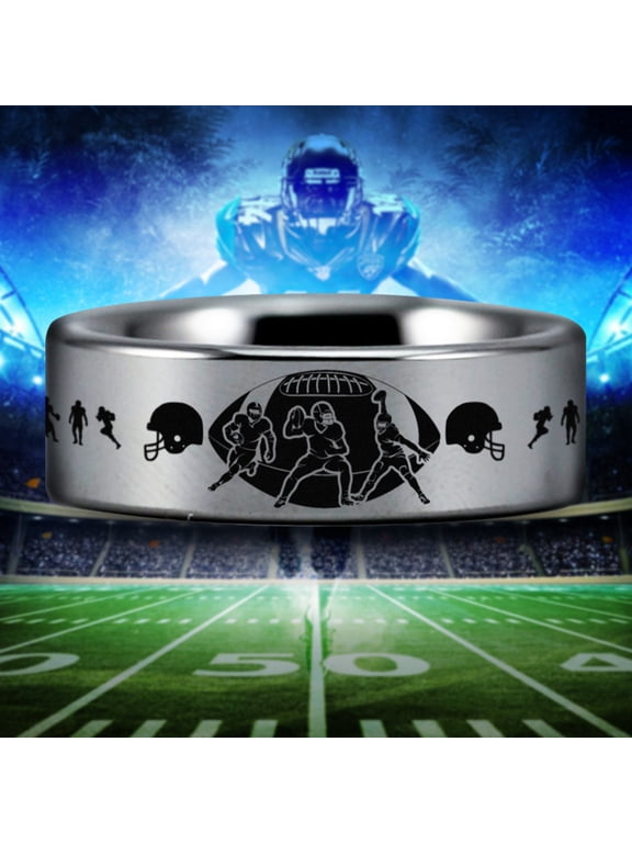 American Football Tungsten Carbide Ring