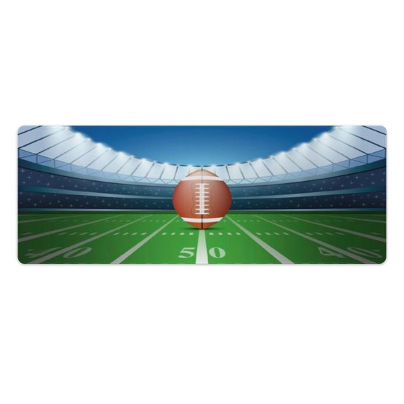 American Football on Field Kitchen Rugs Pvc Mats Set of 2 Pieces Non Slip Soft Cushioned Standing Mat And Runner Wipeable Floor Mat