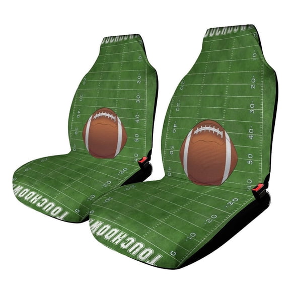 American Football on Field Set of 2Pcs Car Seat Covers Easy Clean Automobile Seat Protector Car Interior Accessories