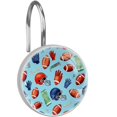 thumbnail image 1 of American Footballs Field Floves Helmets Shower Curtain Hooks Round Crystal Glass, Set of 12 Shower Curtain Rings - Shower Hooks for Curtain Shower Rings, 1 of 4