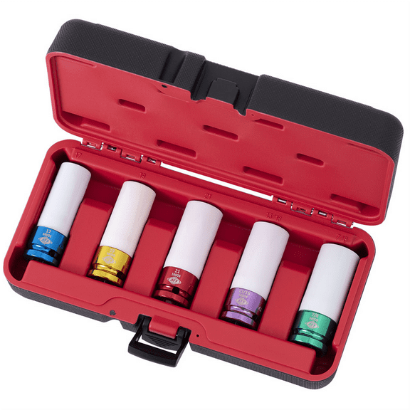 American Forge & Foundry Mag Wheel Protective Deep Impact Socket Set - 1/2" Drive - 5 Pc - 17mm,19mm (3/4"),21mm,13/16",22mm (7/8")