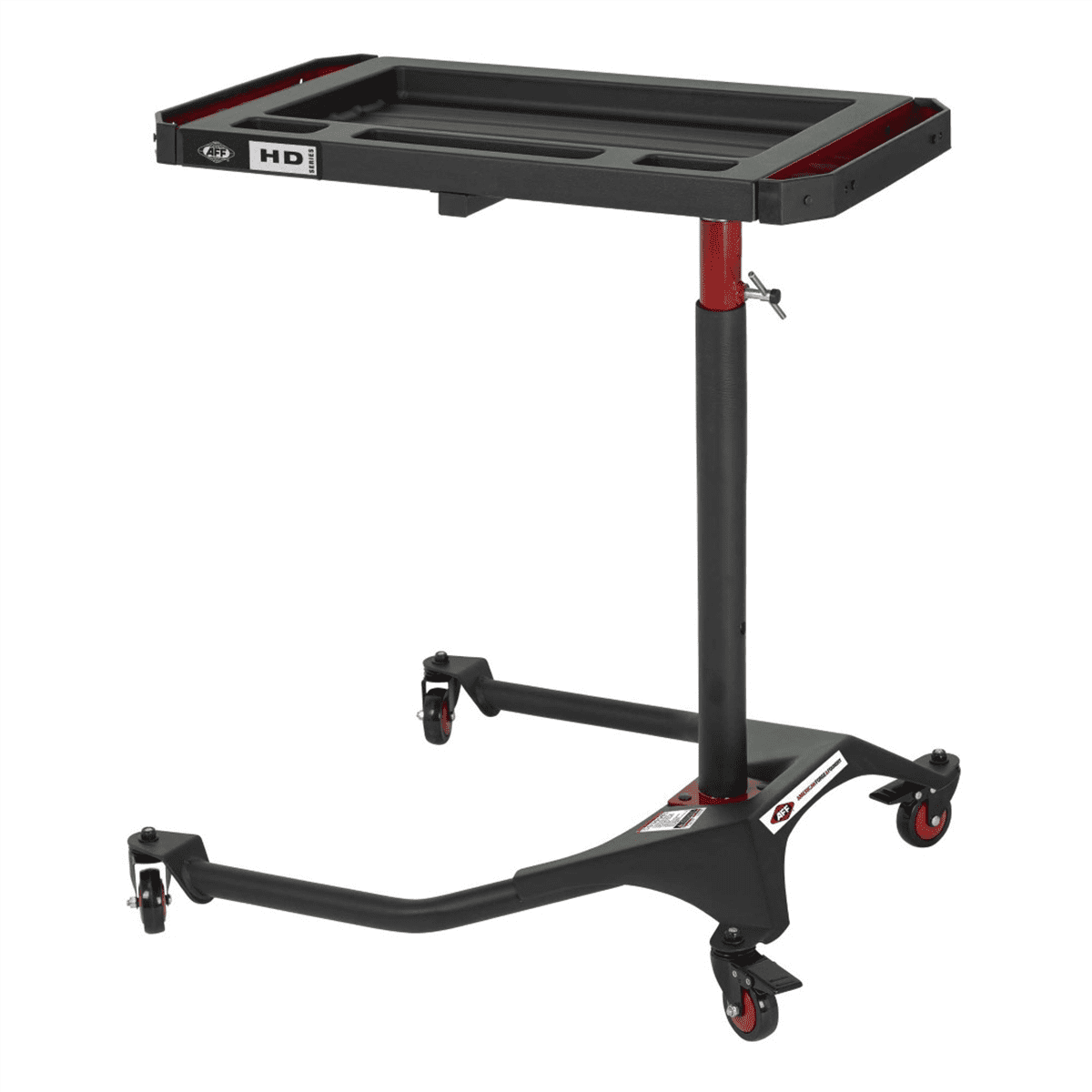 Adjustable Black and Red Alloy Steel Mobile Work Table
