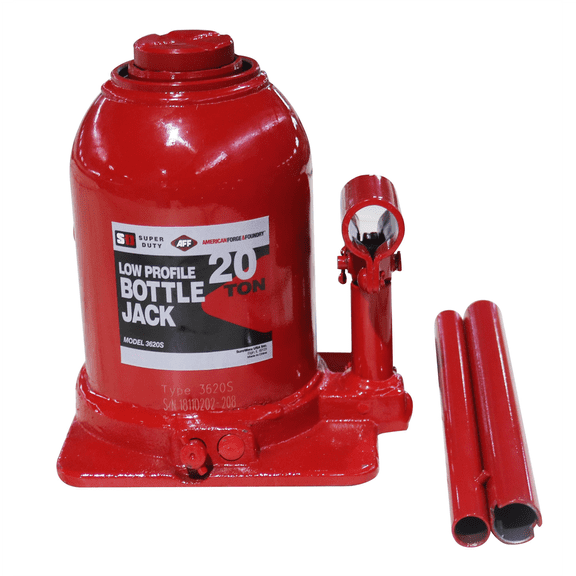 American Forge & Foundry Bottle Jack - 20 Ton Capacity - Low Profile - Manual - SUPER DUTY