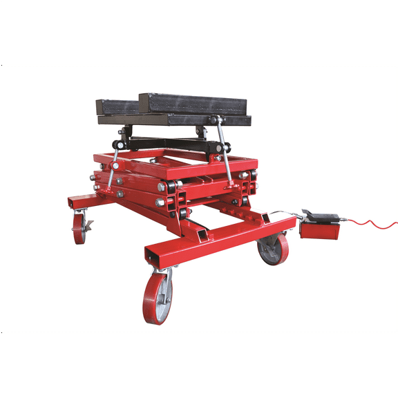 American Forge & Foundry Power Train Lift - 2,500 Lbs. Capacity - Scissor Lift Design - 33" Min H to 77" High H - Air/Hyd Foot Pedal Operated