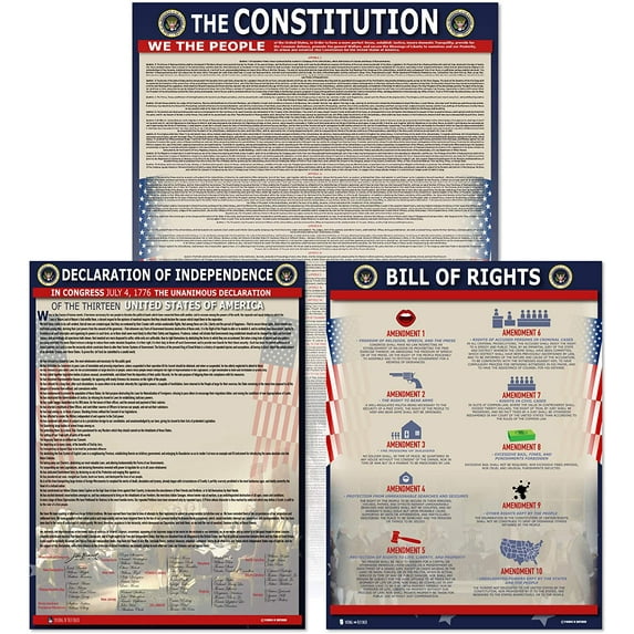 American Founding documents EXTRA LARGE Laminated 3 pack: US Constitution, Declaration of Independence and Bill of Rights UPDATED FIXED 2.0 Young N Refined