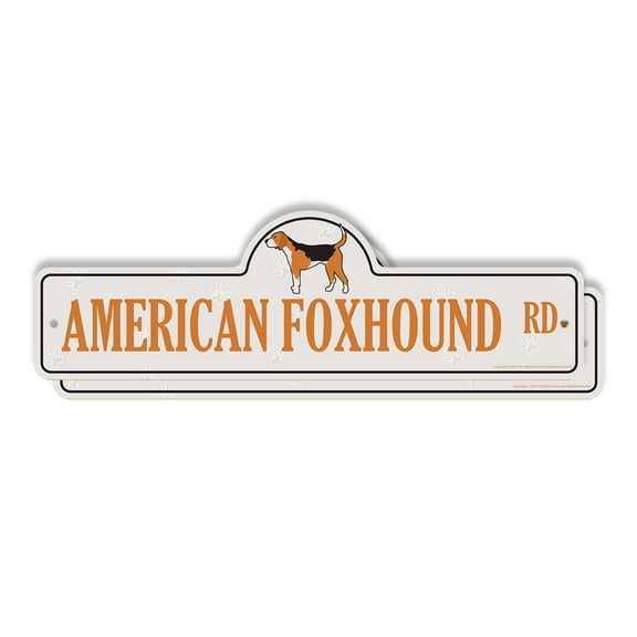 American Foxhound (2 Pack) Plastic Street Sign - 7 Inch X 20 Inch Gift Dog Breed Hunter Pet Lover Animal Loyal Companion USA Nature