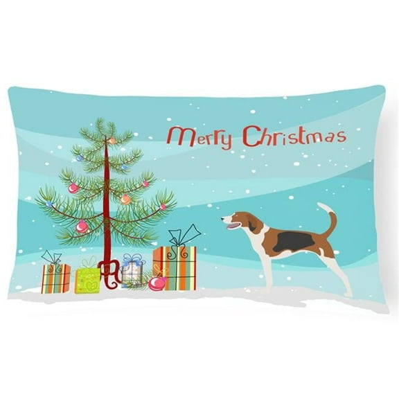 American Foxhound Christmas Canvas Fabric Decorative Pillow - Multi Colored - 12 L x 3 W x 16 H in.