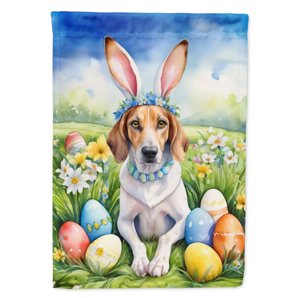 American Foxhound Easter Egg Hunt House Flag 28 in x 40 in