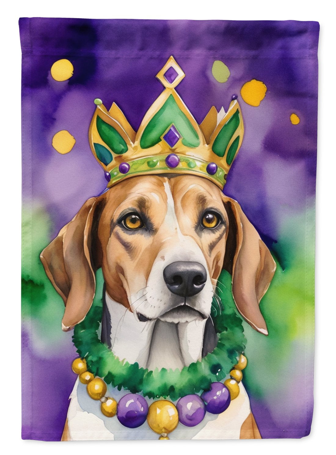 American Foxhound King of Mardi Gras House Flag 28 in x 40 in
