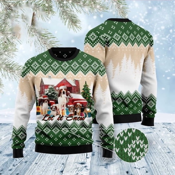 American Foxhound Let It Snow 3D Christmas Sweater, Funny Xmas Sweater, Sweater Xmas