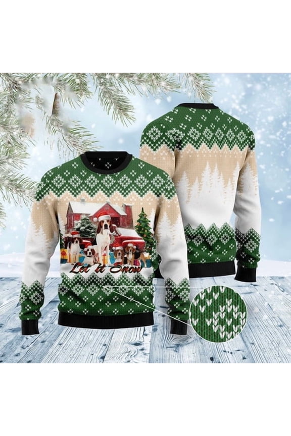 American Foxhound Let It Snow 3D Christmas Sweater, Funny Xmas Sweater, Sweater Xmas