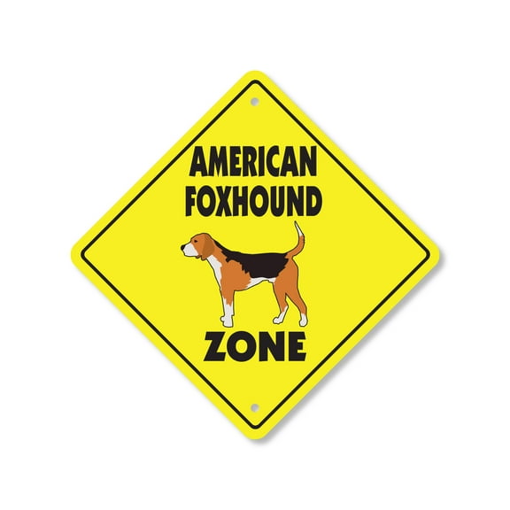 American Foxhound Plastic Crossing Sign - 12 Inch X 12 Inch Xing Sign Gift Dog Breed Hunter Pet Lover Animal Loyal Companion USA Nature