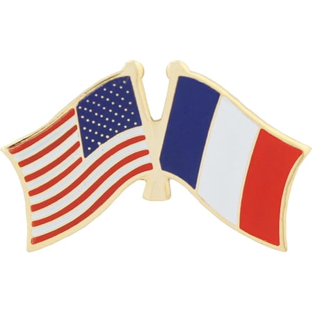 Eagle Emblems P09734 Cross Flags Pin - USA & France - 1.125 in.