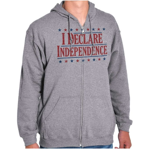 American Freedom Declare Independence Unisex Fleece Graphic Zip Up Hoodie Brisco Brands 5X