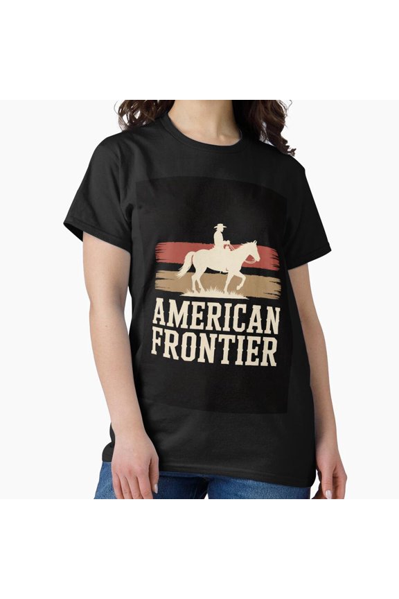 American Frontier Rider T Shirt, Horseback Silhouette Graphic Tee, Western Shirt Size S-5XL