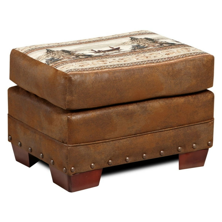 American Furniture Classics 26.5 Microfiber Alpine Lodge Ottoman in Brown