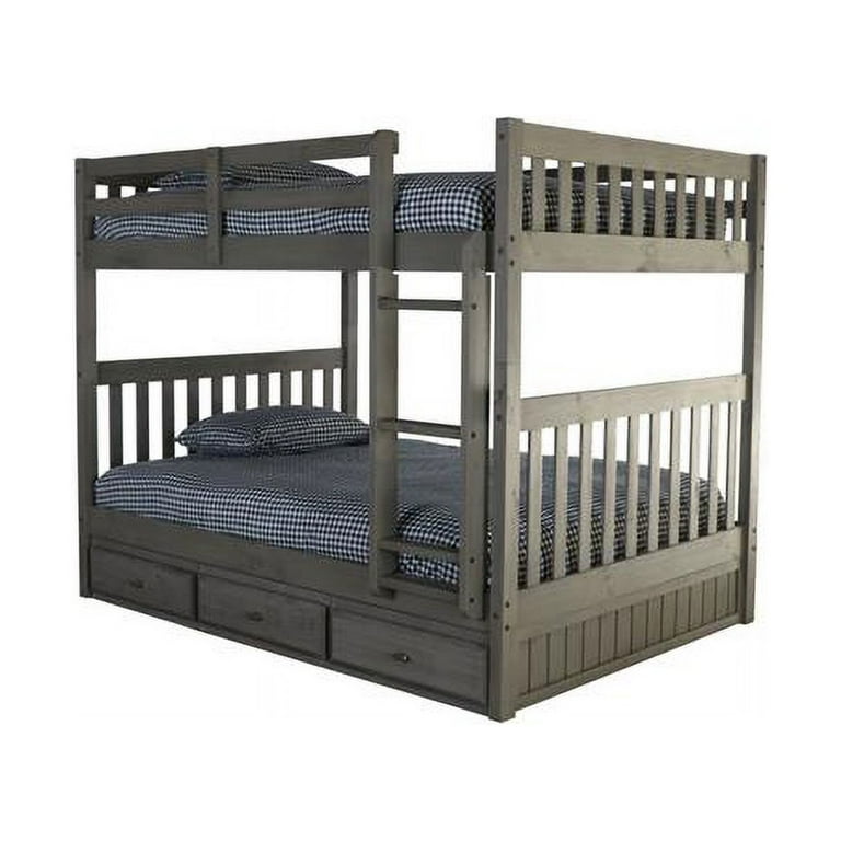 American Furniture Classics 3 drawer Wood Full over Full Bunk Bed in Charcoal