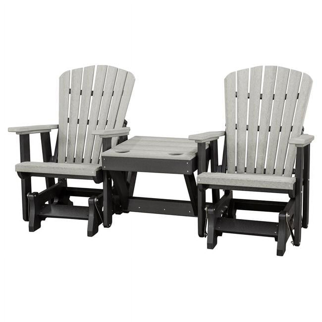 Light Gray and Black HDPE Double Glider with Center Table
