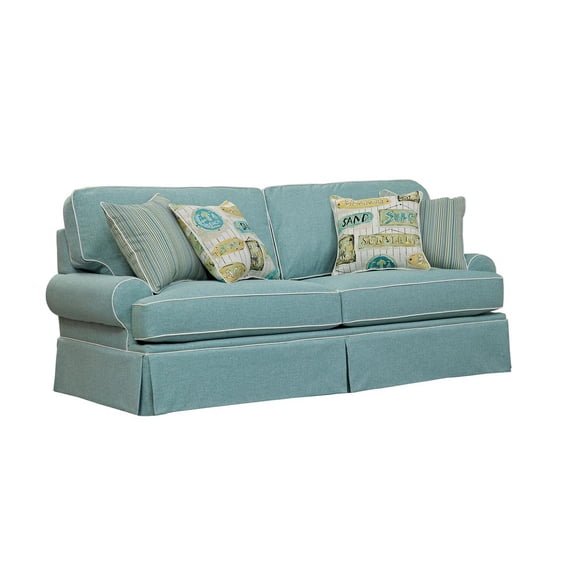 American Furniture Classics Model 8-040M-S275A Coastal Aqua Series Sleeper Sofa with Four Accent Pillows