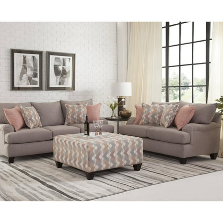 American Furniture Classics Model 8-08-A242V2 Traditional Series Zig Zag Pattern Square Ottoman