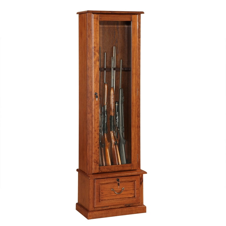 6-Gun Key Lock Wood Gun Concealment Bench, Medium Brown 6-Gun Key Lock Wood Gun Concealment Bench, Medium Brown