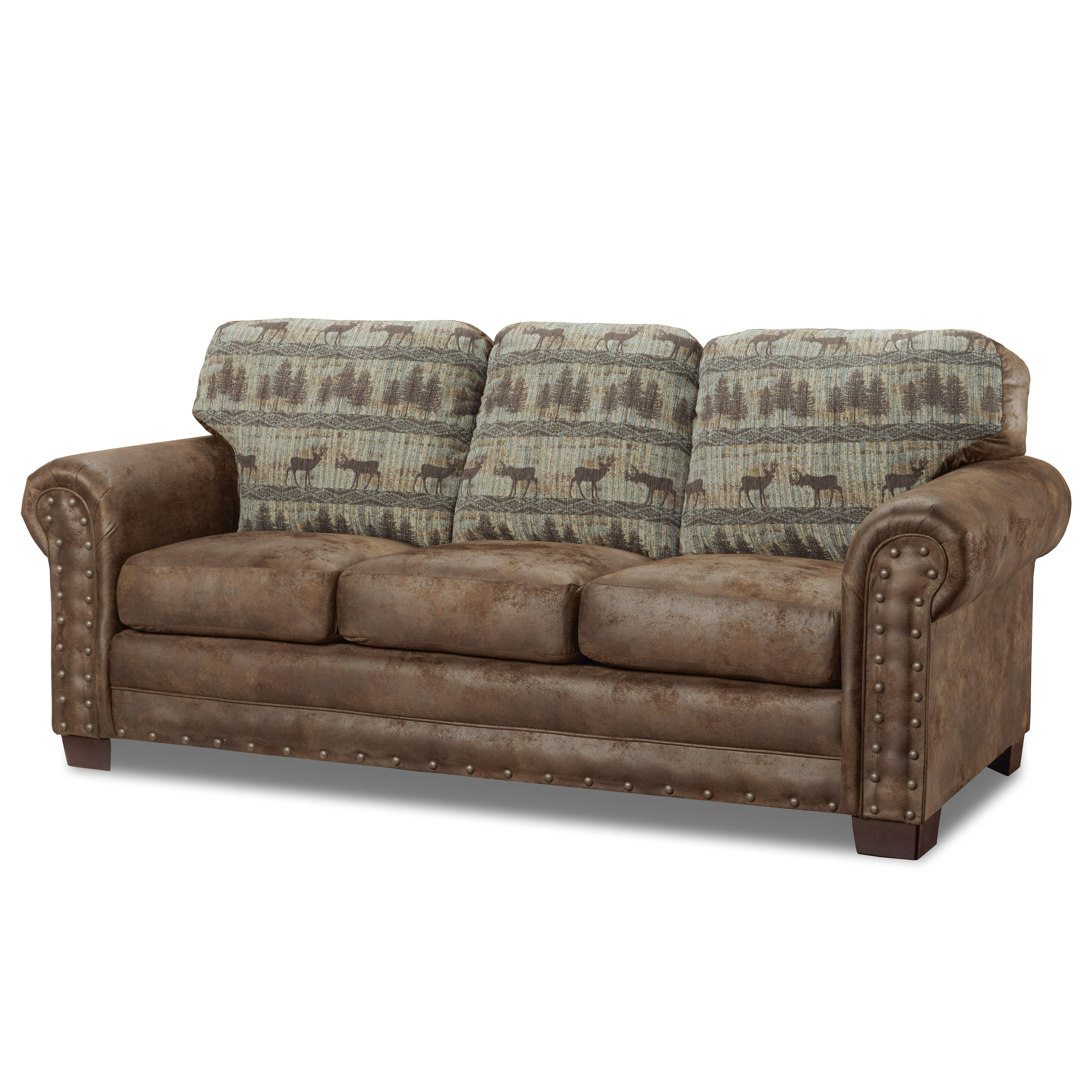 American Furniture Classics 8505-90 Deer Teal/Brown Lodge Tapestry Sofa Sleeper