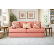 American Furniture Classics Daybreak Coral Polyester Blend Upholstered Sofa with Reversible Cushions