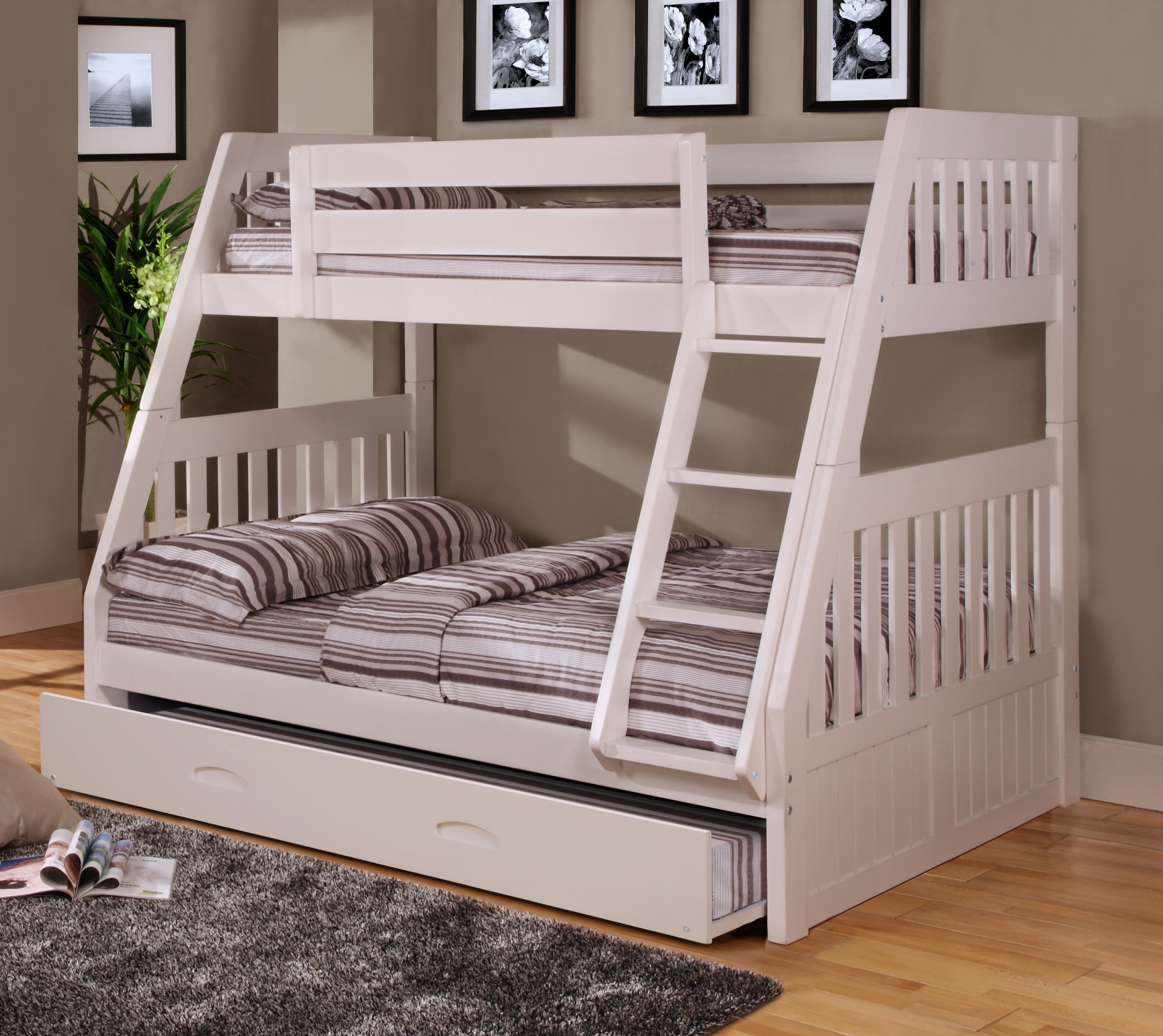 American Furniture Classics Model 0218TFWT, Solid Pine Twin/Full Bunk