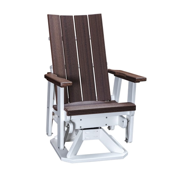 American Furniture Classics Brandon Swivel Glider in Brazilian Walnut on a White Base
