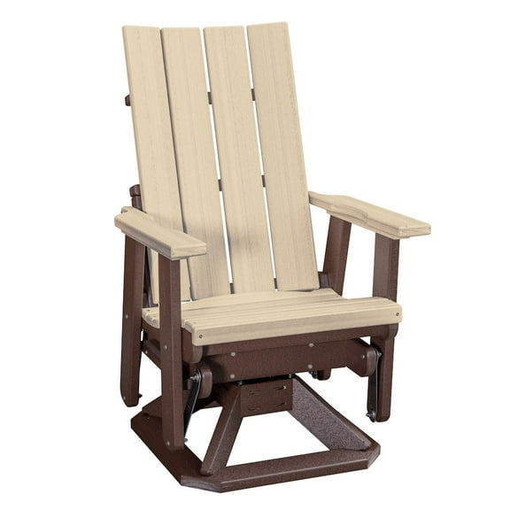 American Furniture Classics Brandon Swivel Glider in Weatherwood on a Tudor Brown Base