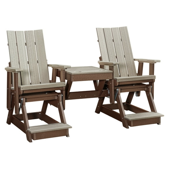 American Furniture Classics Model 416BITB-K Brandon Balcony Height Double Glider with Center Table in Birchwood on a Tudor Brown Base