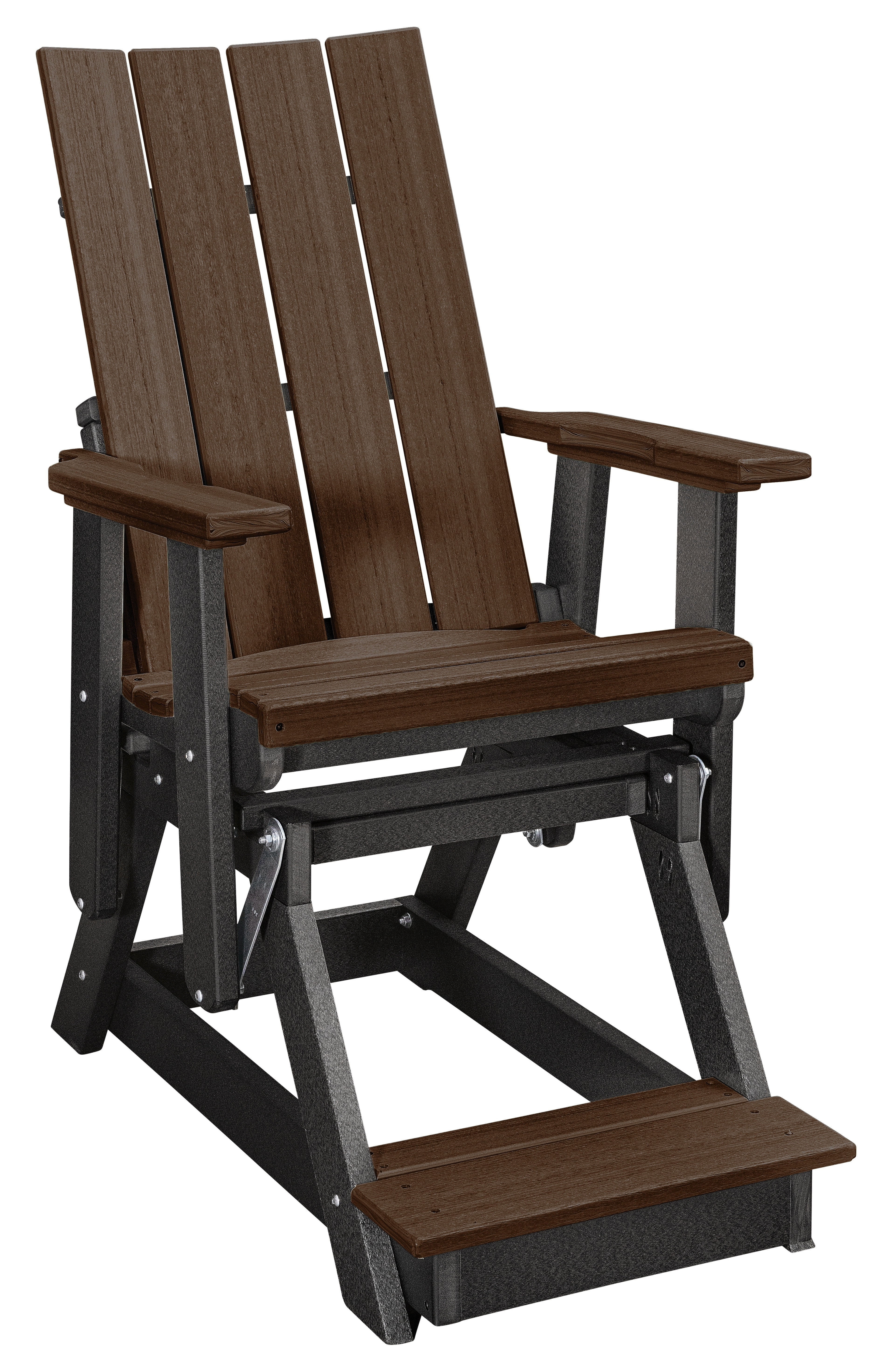American Furniture Classics Model 416BZBK Brandon Balcony Height Glider in Brazilian Walnut on a Black Base