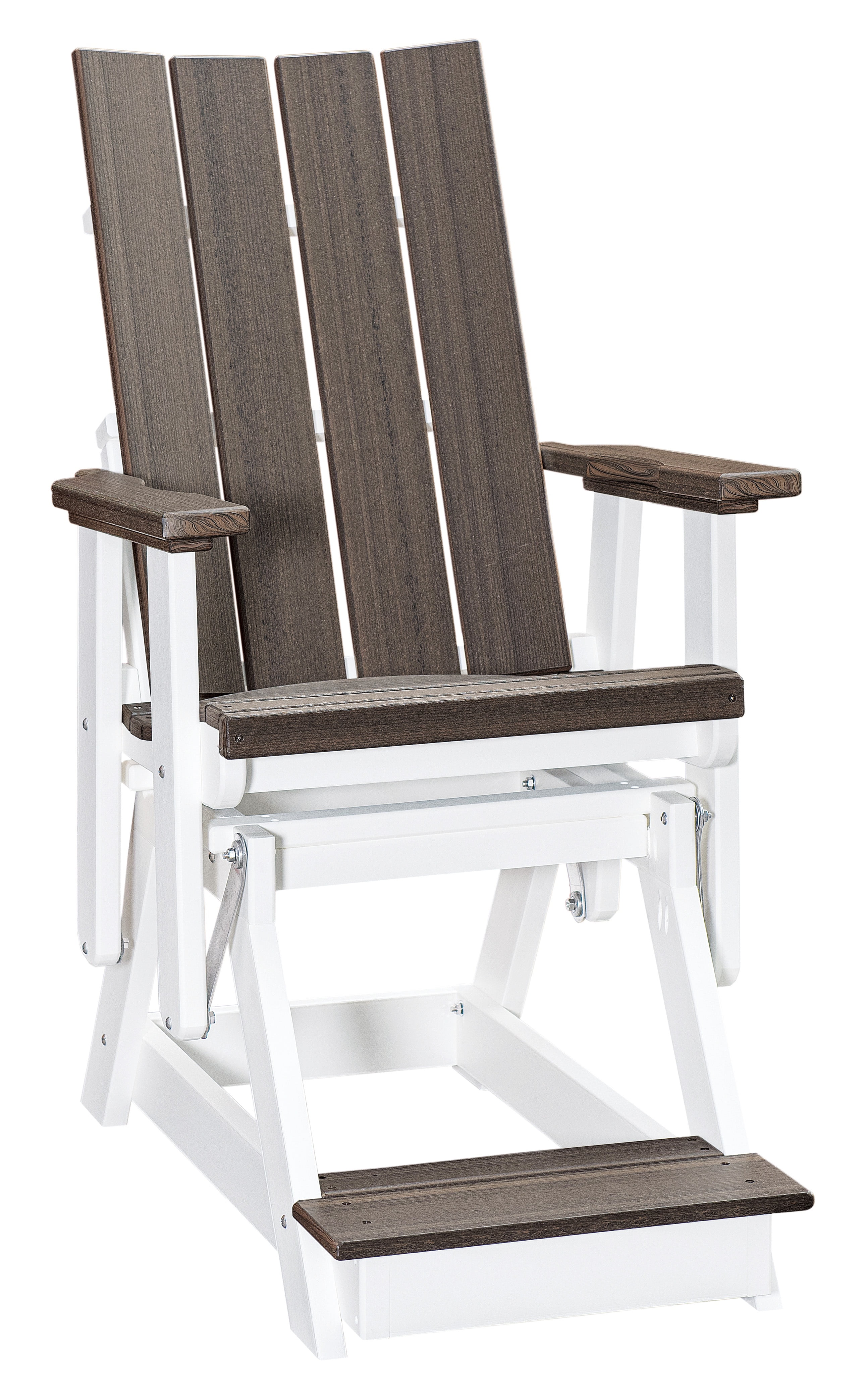 American Furniture Classics Model 416CGWT Brandon Balcony Height Glider in Coastal Gray on a White Base