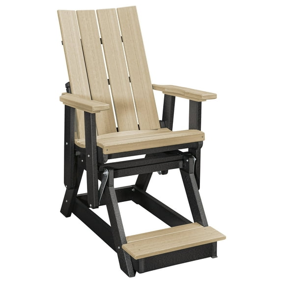 American Furniture Classics Model 416WWBK Brandon Balcony Glider in Weatherwood on a Black Base