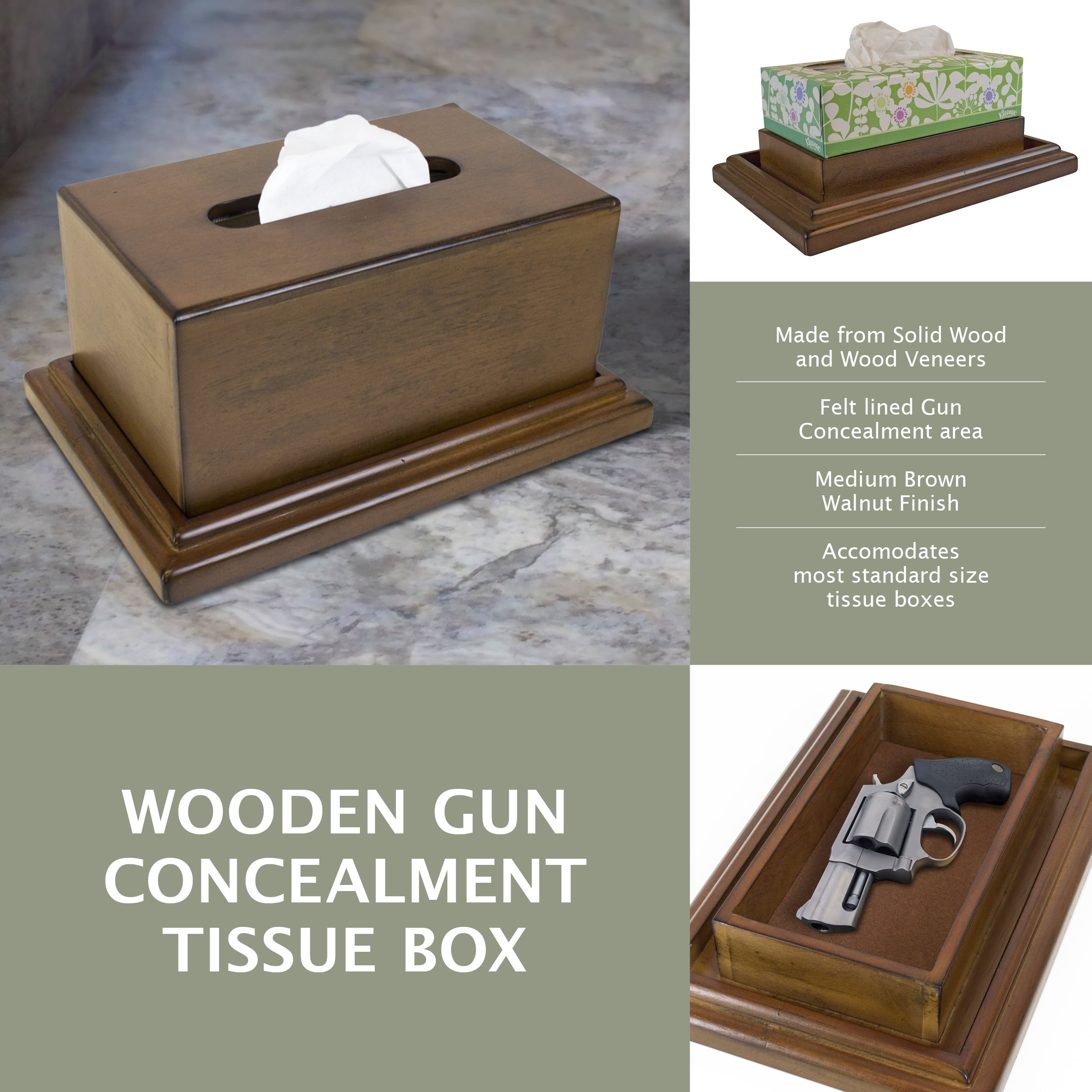 American Furniture Classics Model 434 Wood Tissue Box with Hidden 